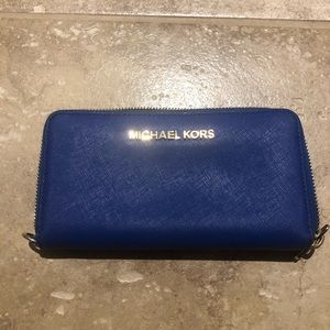 Michael Kors Royal Blue Leather Zip Wallet